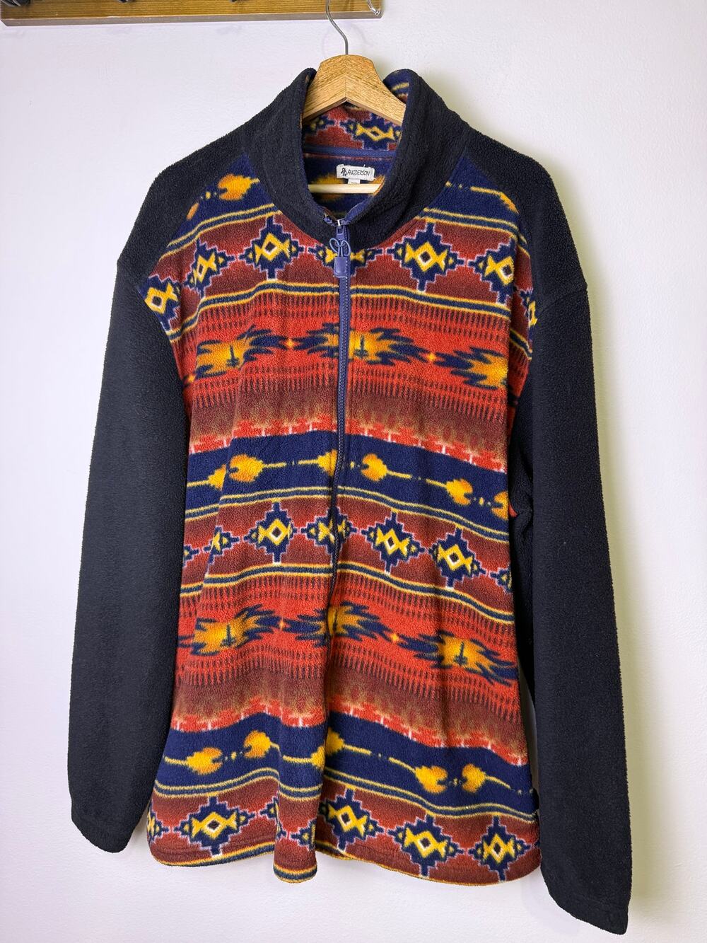 Vintage Angderson Southwestern Aztec Fleece Jacket 3XL Zip Up Western Tribal